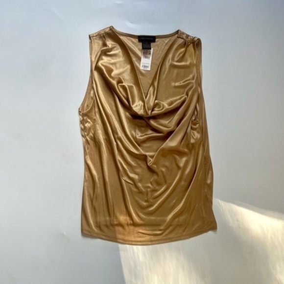 NWT THE LIMITED GOLD DRAPED NECK SLEEVELESS TOP​ - Picture 1 of 3
